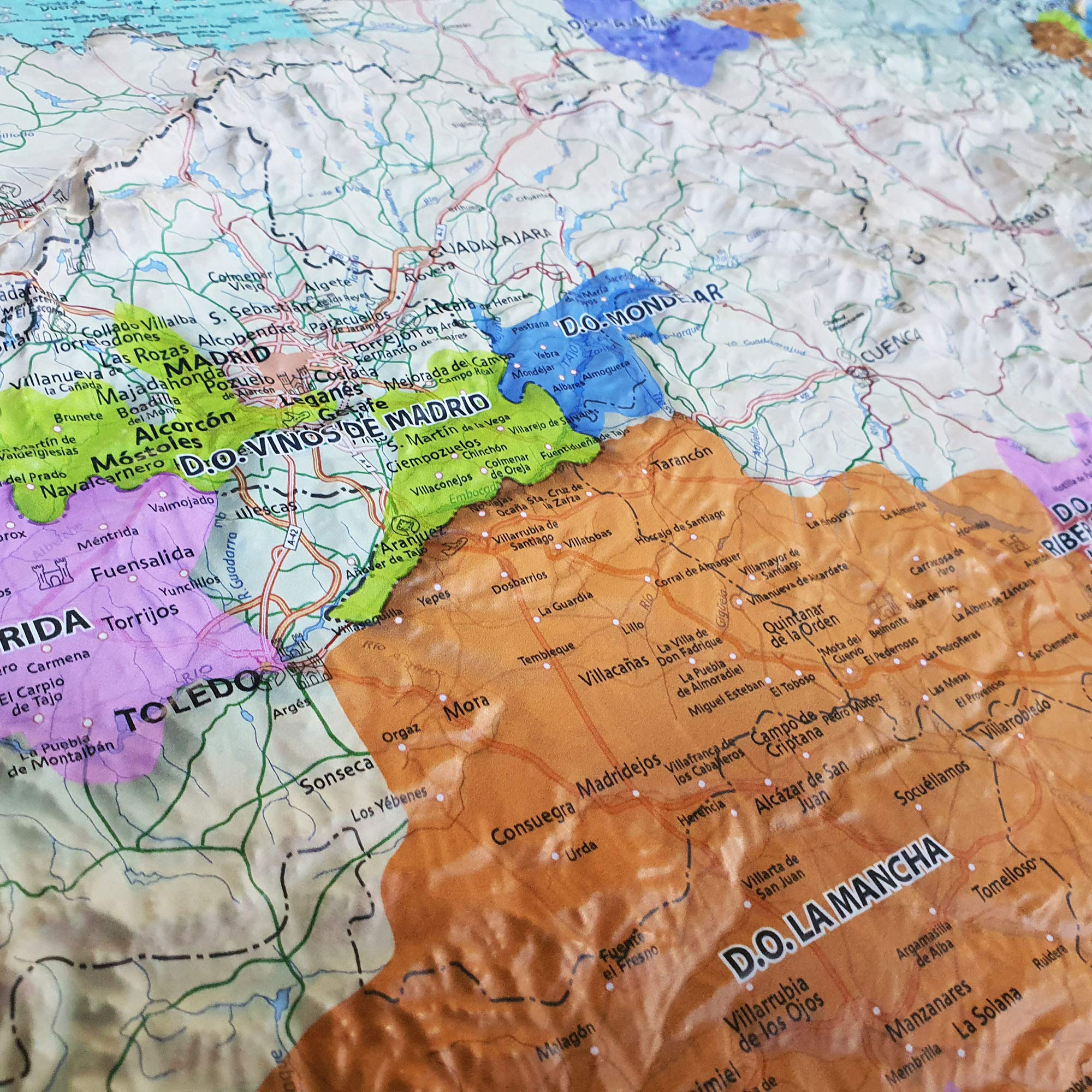 Mapas en relieve Vinos de España y Portugal. Escala 1:1.200.000, 105x95 cm: Mapa en relieve