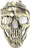 Vista 13 de Máscara de esqueleto espeluznante metálica estilo Steampunk para disfraz de Halloween, fiesta y cosplay