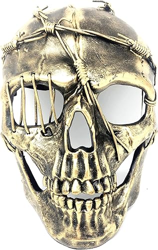 Miniatura 13 de Máscara de esqueleto espeluznante metálica estilo Steampunk para disfraz de Halloween, fiesta y cosplay