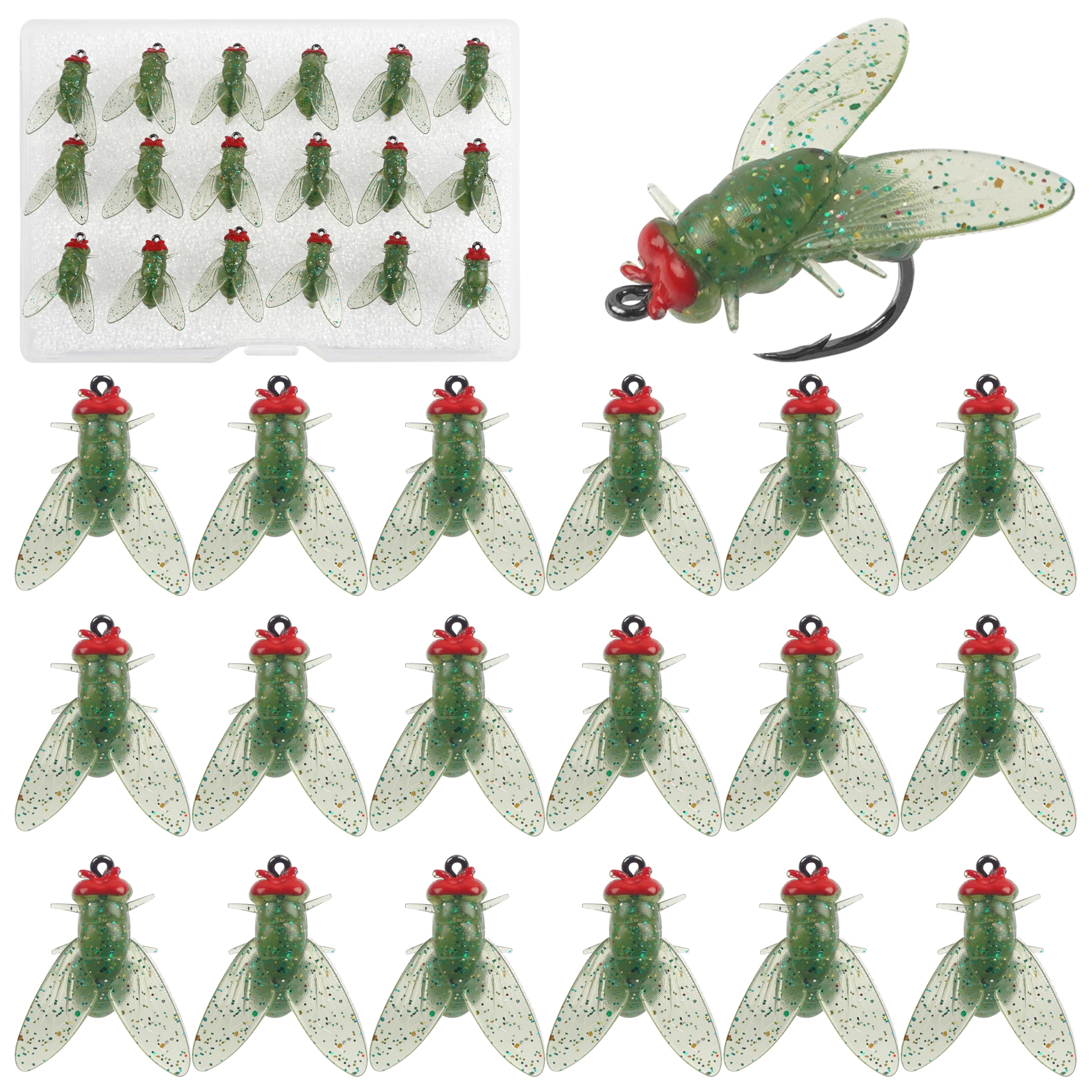 Bionic Fly Fishing Bait, 18pcs Trout Jig Swimbait Dry Flies Bass Fly Fishing Lures Kit Panfish Lure Fly Fishing Hook Artificial Soft Bait for Freshwater Saltwater