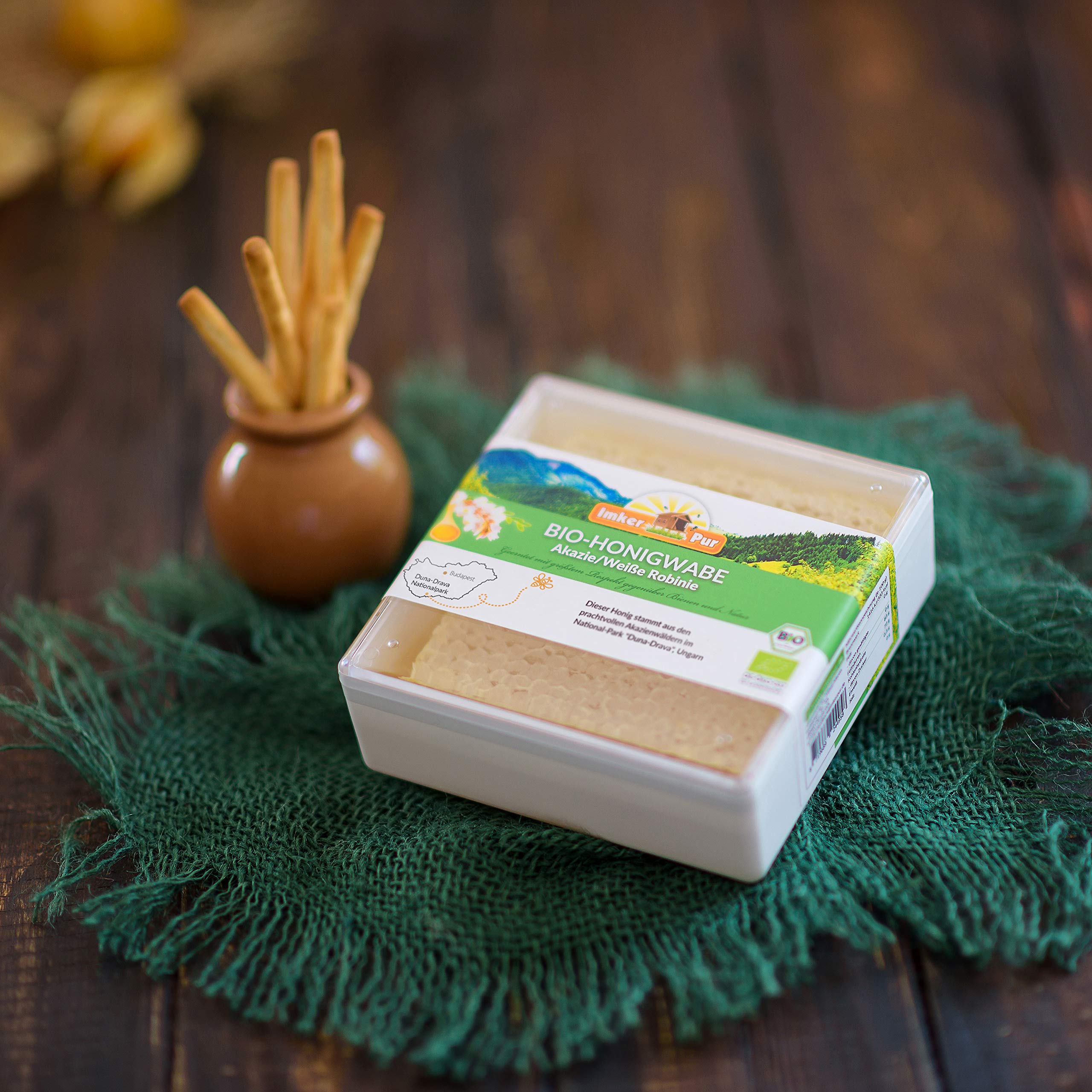 ImkerPur BIO-Honigwabe in der lebensmittelechten Frischebox (Akazie/Weiße Robinie), 400 g