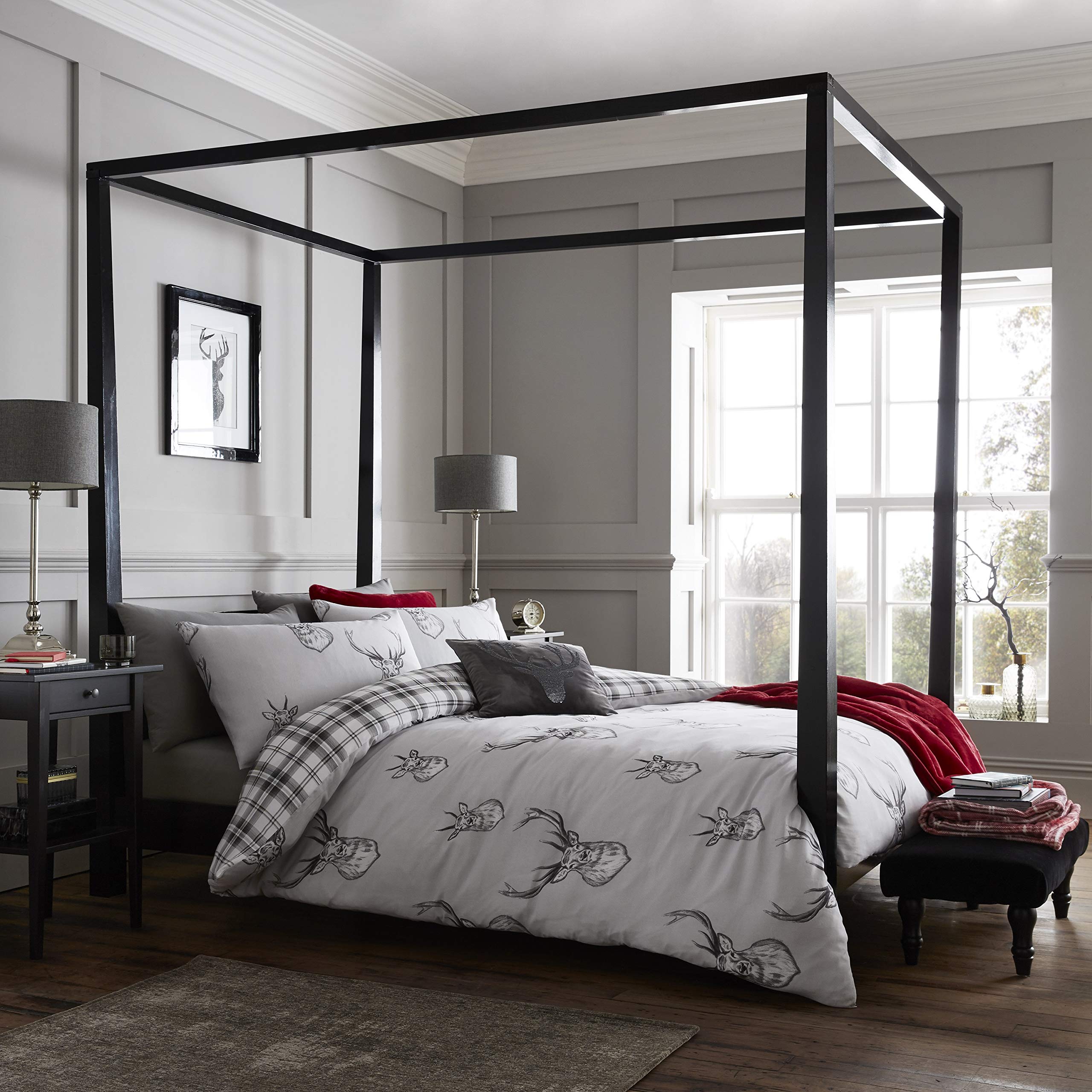 Catherine Lansfield Stags Grey Duvet Cover Set 160x220+50x70