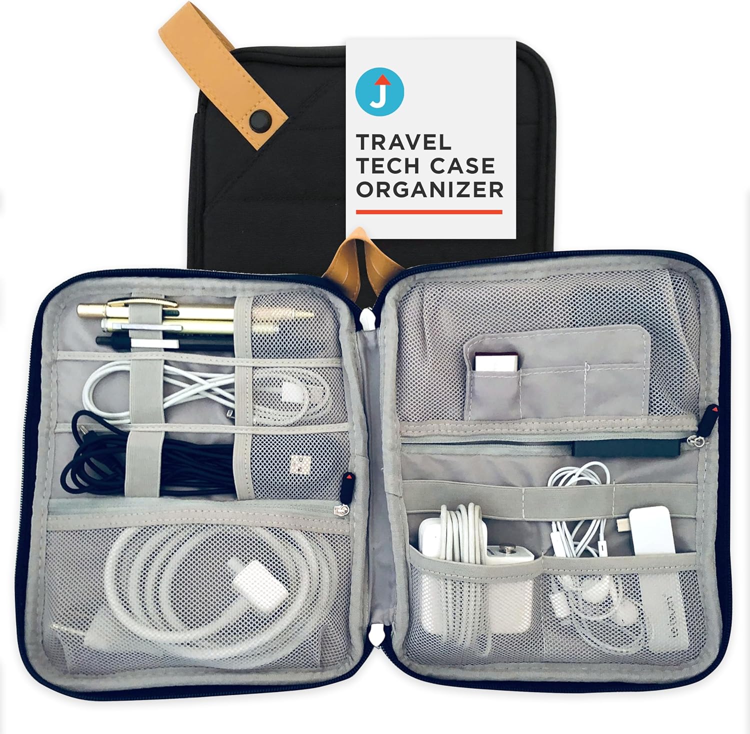 Journo Travel Cord Case Organizer For All Your Electronic Tech Gadgets - Cables, Accessories, Phones, Tablets, Hard Drives, Chargers, USB, Memory Cards & More
