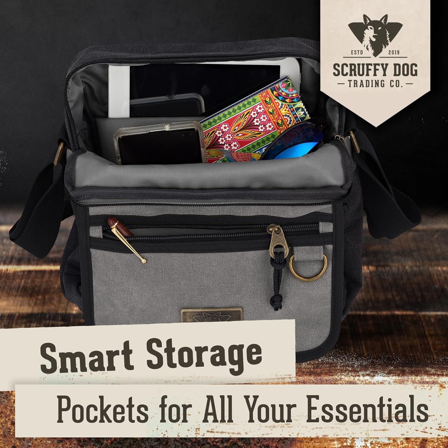 SCRUFFY DOG Crossbody Messenger Bag for Men and Women - Canvas Shoulder Bags with Adjustable Strap - Small - 11 inch - Image 6