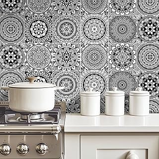 20pcs Black and White Mandala Moroccan Tile S...,