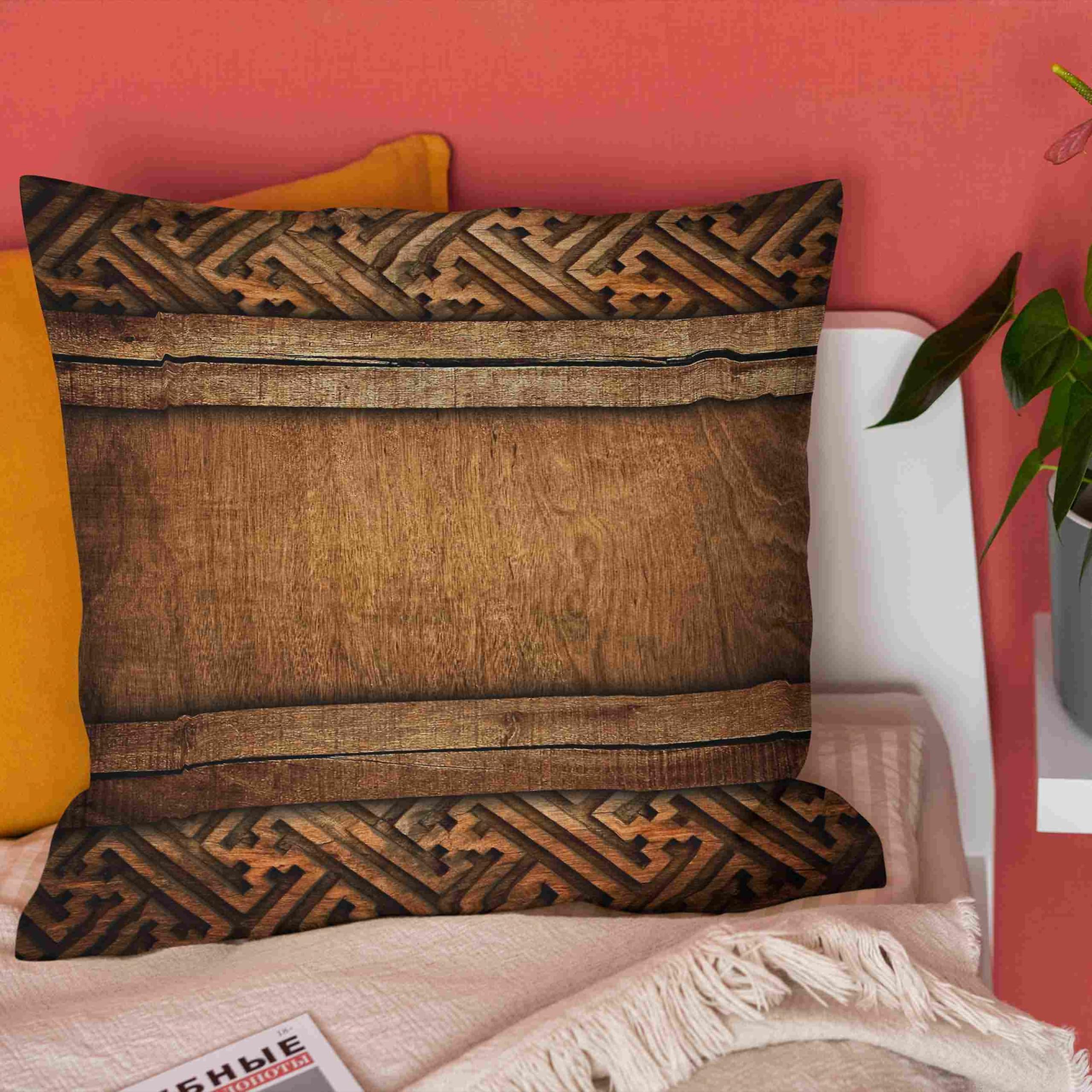 Lino Federe Cuscini Letto Matrimoniale Fantasia Federe x Cuscino Divano 50x50cm, Venatura del Legno Fodere Cuscini Poltrona Copricuscino Viaggio Divano da Salotto 4Pcs