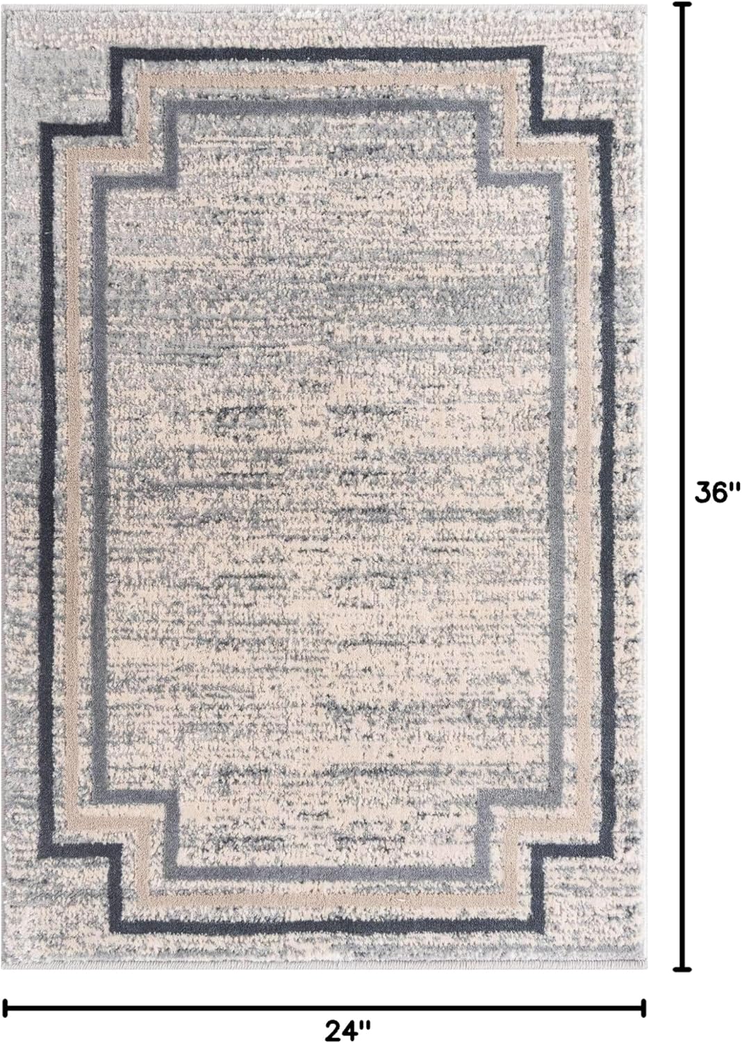 Unique Loom Oasis Collection Area Rug - Fountain (2' x 3' Rectangle, Gray/ Ivory)