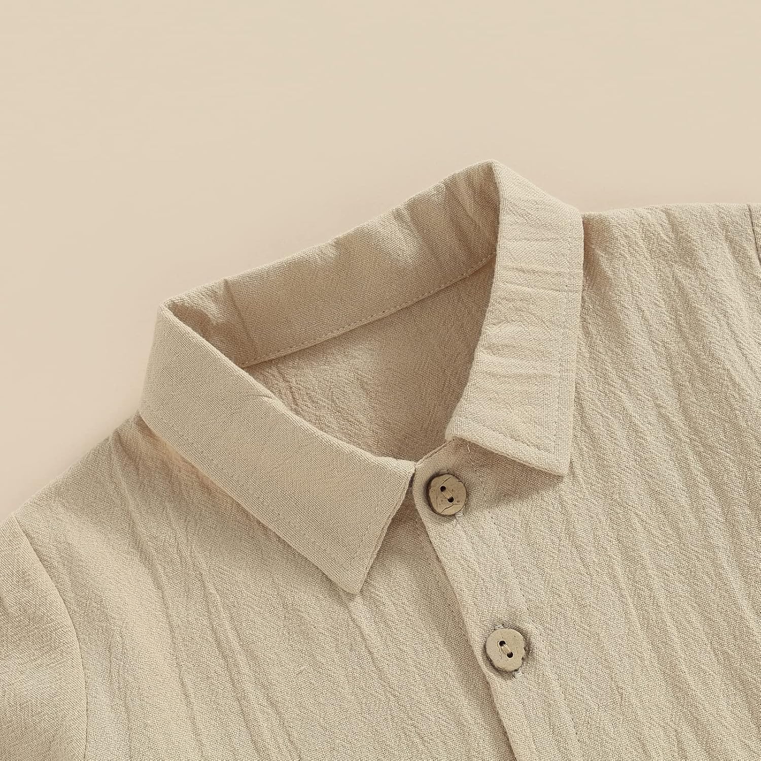 Gueuusu Baby Boy Girl Summer Clothes Toddler Cotton Linen Short Sleeve Button Up Dress Shirt Shorts Set 2PCS Outfit - Image 3