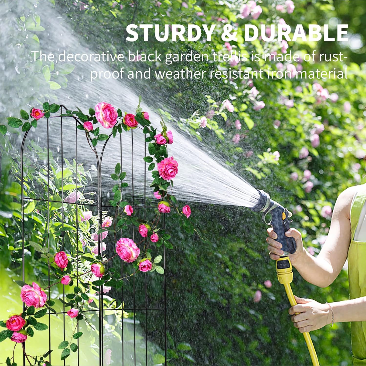 2 Pack Garden Trellis for Vines and Climbing Plants Outdoor, Iron Wire Lattices Grid Panels for Potted Climbing Pergola Cucumber Tomato Rose Vegetable Flower Plant Trellises