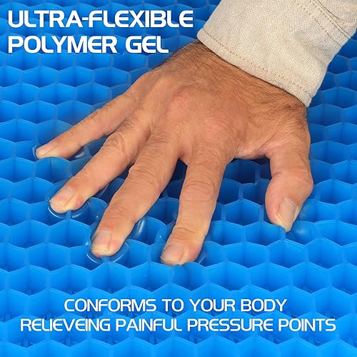 Miniatura 6 de ENHANCE Cojín de asiento de gel para silla de oficina, diseño ortopédico de gel de polímero para sentarse prolongadamente, dolor de espalda, dolor