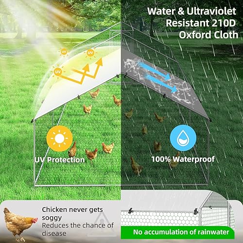 Miniatura 5 de Jaula grande de metal para gallinero con cubierta impermeable y anti-ultravioleta para jardín de granja, jaula para conejos, techo de lanza de pato