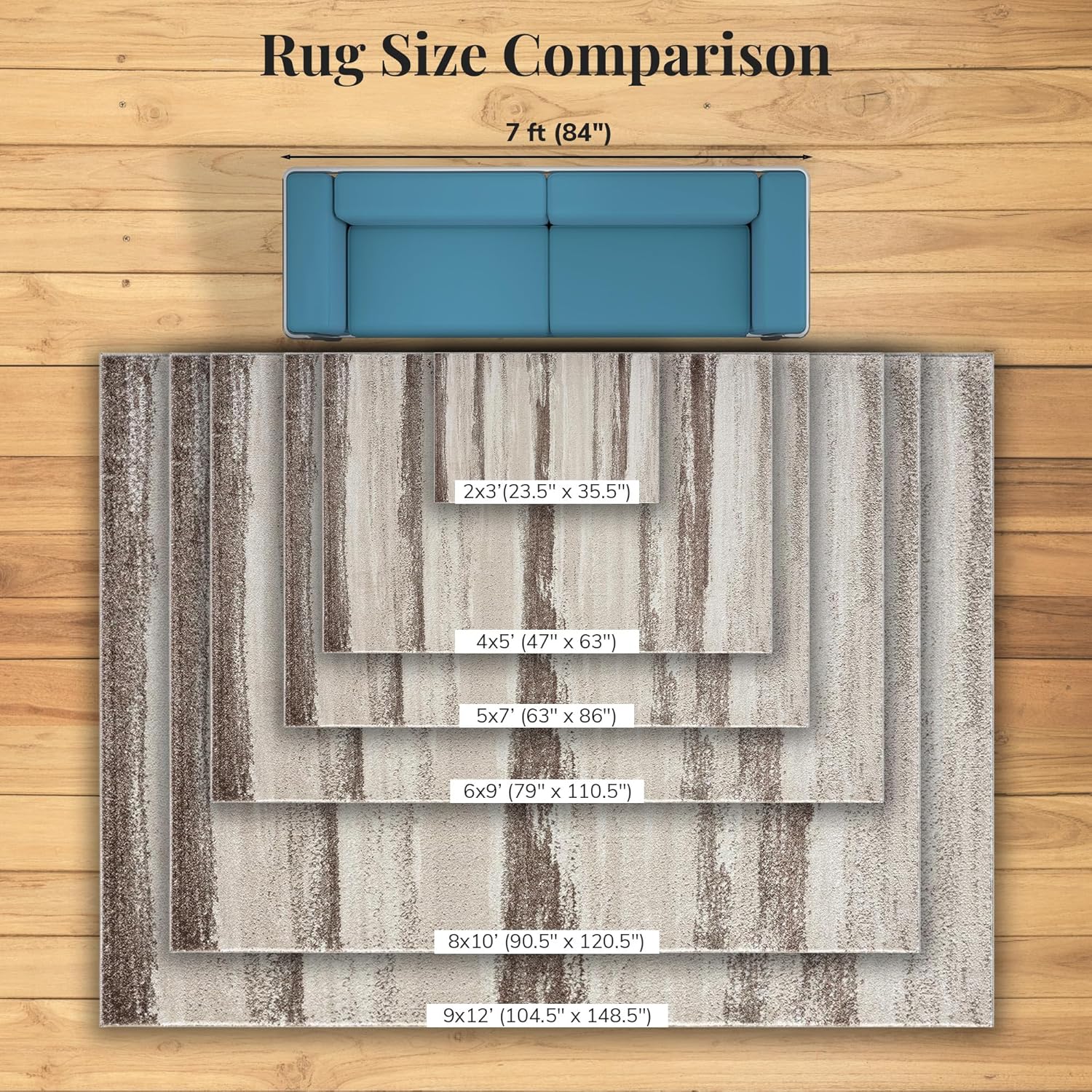 LUXE WEAVERS Modern Area Rug Stain Resistant, Brown/Size 6x9