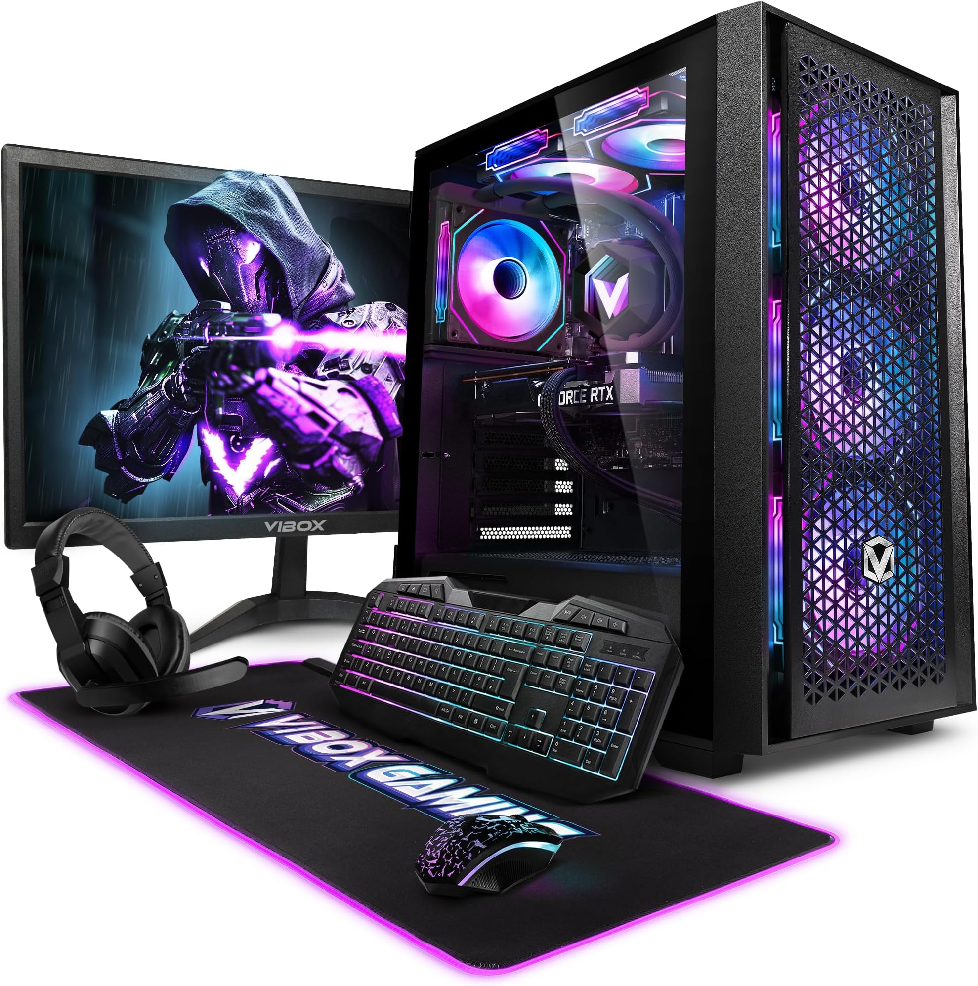 Vibox IV-32 Gaming PC Bundle • AMD Ryzen 7 5700X 8-Core • Nvidia RTX 3050 6GB • 16GB RAM • 500GB SSD • Windows 11 • 23" Monitor • WiFi