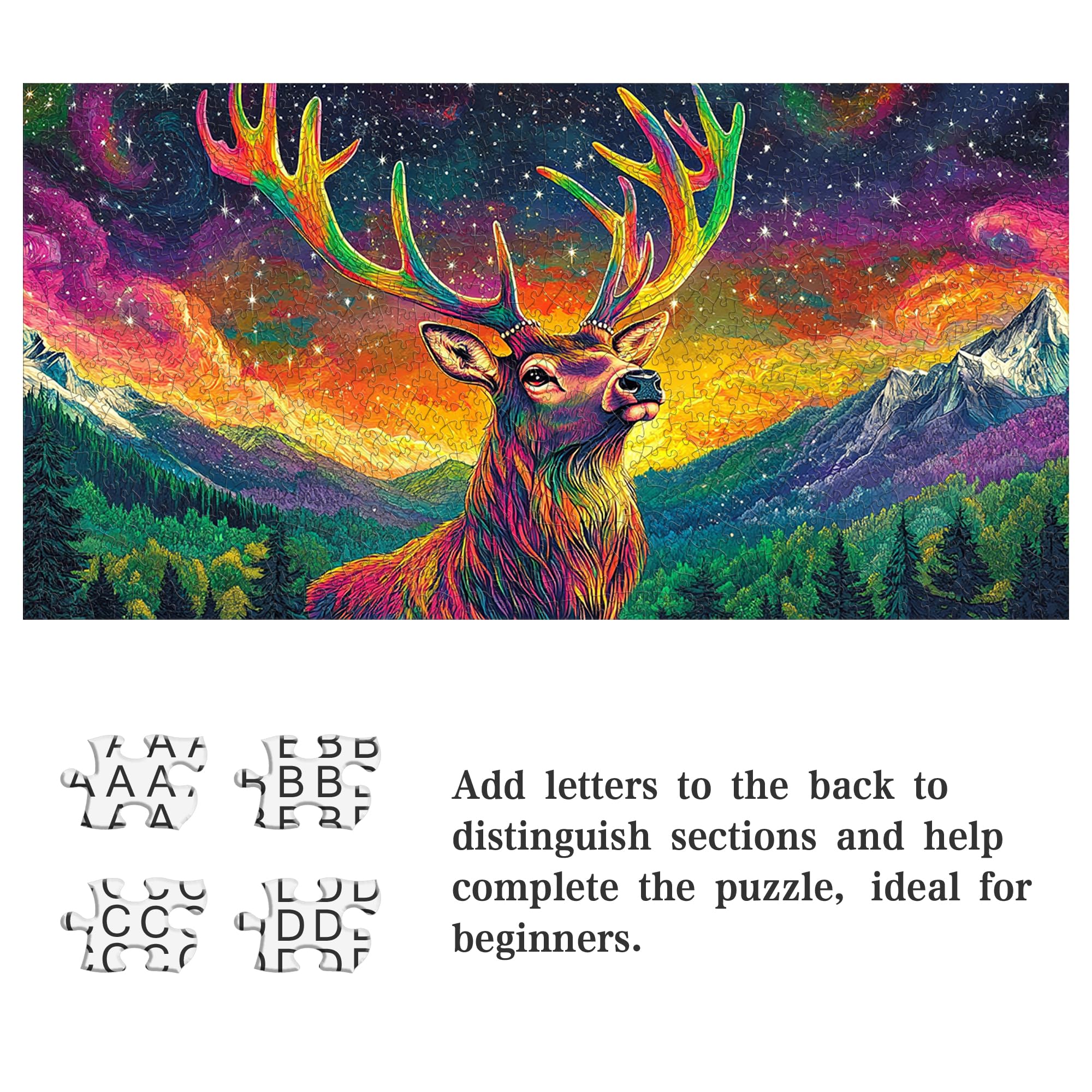 Ginfonr 1000 Piece Jigsaw Puzzles for Adults, COSMIC ANTLERS - Image 4