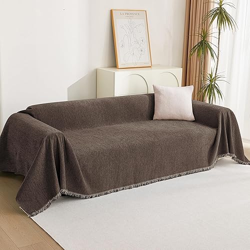 Miniatura 8 de MYSKY HOME - Fundas de sofá para sofá seccional de 2 plazas, en forma de L, funda de felpilla color chocolate intenso, funda de sofá lavable con