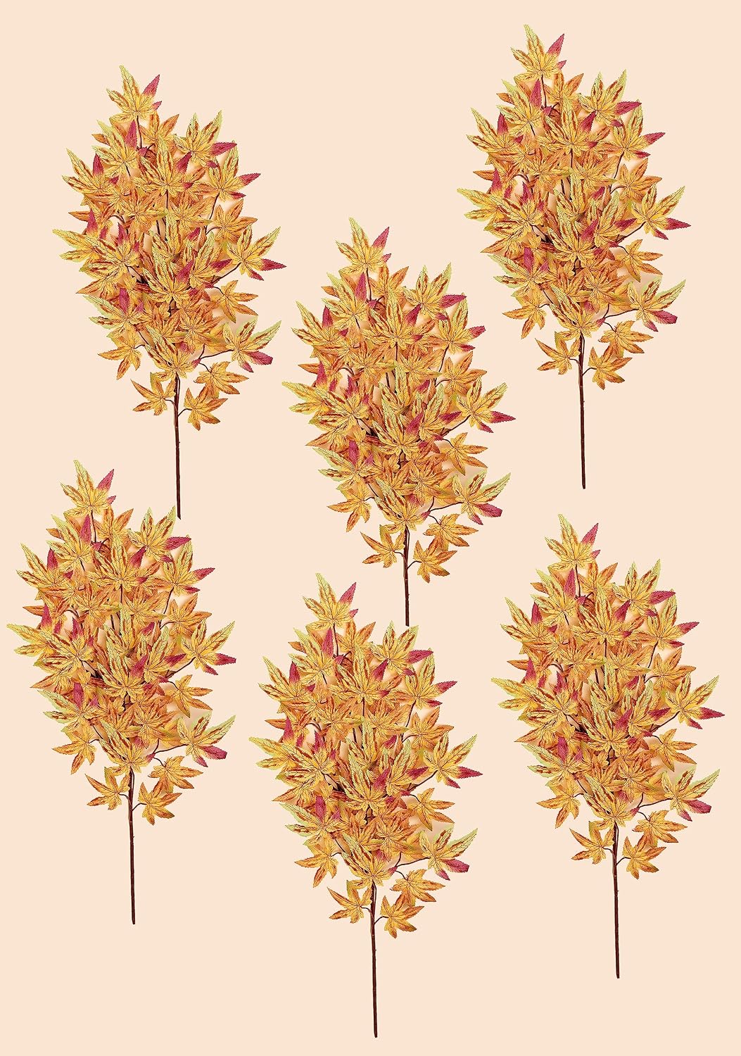 Worth Imports 26" Artificial Fall Japanese Maple Leaf Spray with 45 Leaves, Yellow, Set of 6