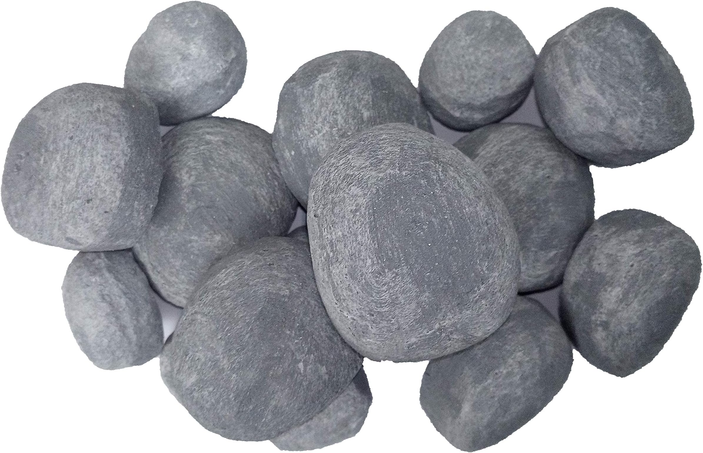 20 Grey Gas Fire Pebbles, 10 Large, 10 Small. Made in UK. Suitable for Gas/LPG/Living Flame Fires/Fire Pits – Firebrand Direct
