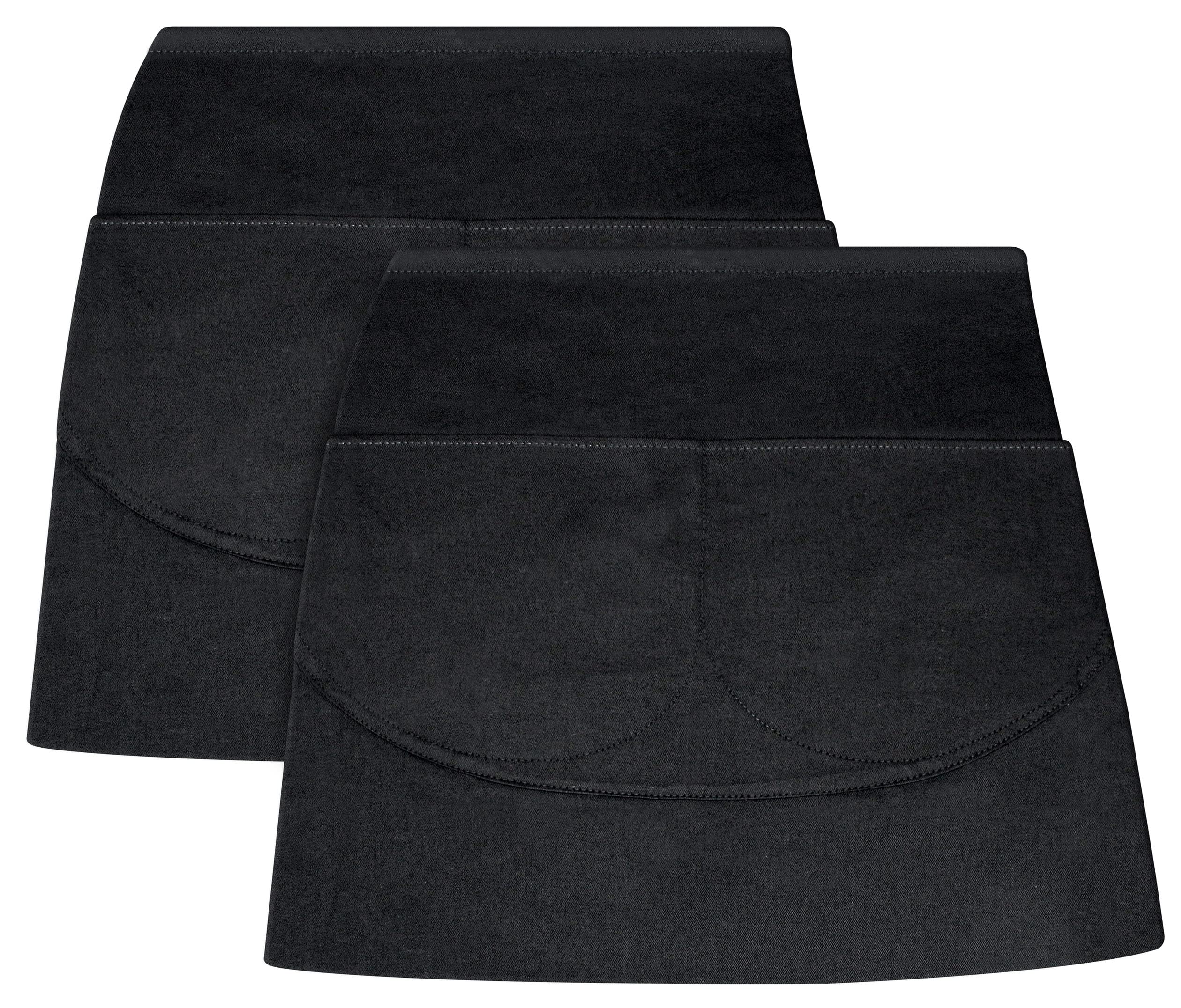 Pack of 2 Unisex Waist Aprons – 100% Combed Cotton - Professional Heavy Duty Grade – Thick Fabric Construction – Two Large Front Pockets – Fade Resistant – Classic Black Waist Apron