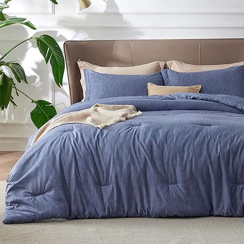 Bedsure California King Comforter Set - Infinity Blue Soft Bedding for All Seasons, Cationic Dyed Bed Set, 3 Pieces, 1 California King Size Comforter (104"x96") and 2 Pillow Shams (20"x36"+2")