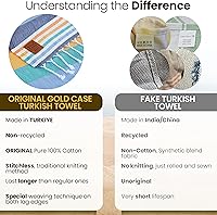 Vista 3 de Gold CASE Juego de 6 Toallas de Playa Turcas – Toallas de Baño Grandes 100% Algodón 70 x 38'' – LYCIA de Tamaño Extra Grande, Secado Rápido y Sin