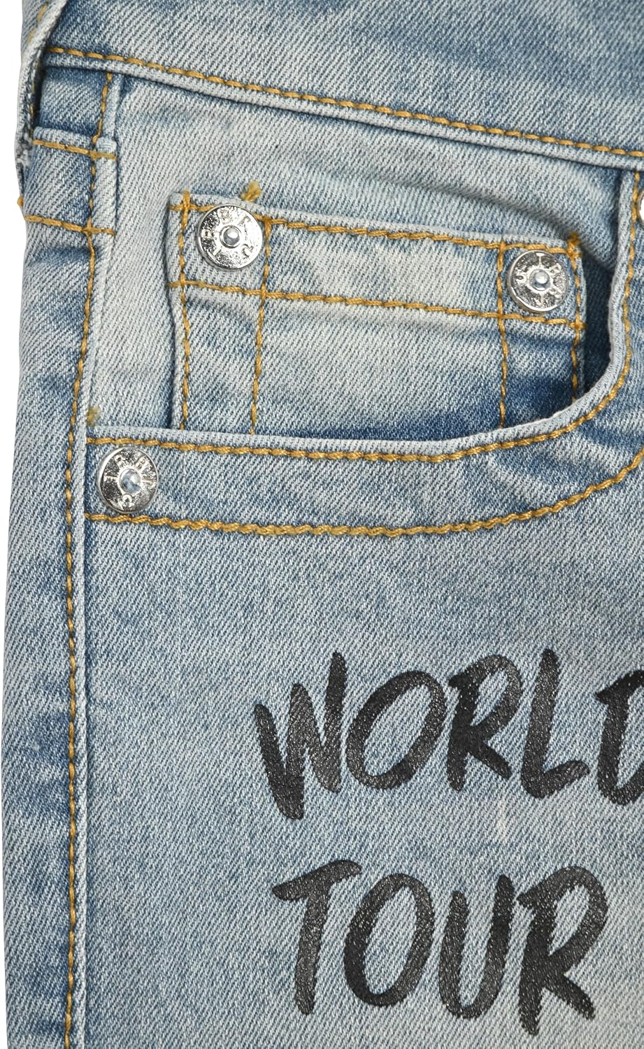 True Religion Boys Denim Shorts Premium Stretch Jean Short with Chain Stitch Back Pocket