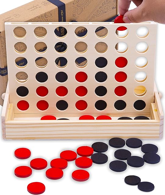 Jaques of London Wooden Score 4 | Four in a Row Game | Wooden Kids Game | Family Game | Since 1795