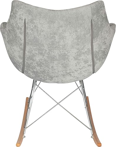 Miniatura 5 de LeisureMod Willow Kids - Mecedora para niños, acento de terciopelo verde limón con balancines de madera de fresno y base de acero Eiffel, elegante