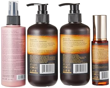 Argan Deluxe Professional Shampoo, Conditioner, 10 in 1 Spray, Moroccan Argan Oil Serum Bundle