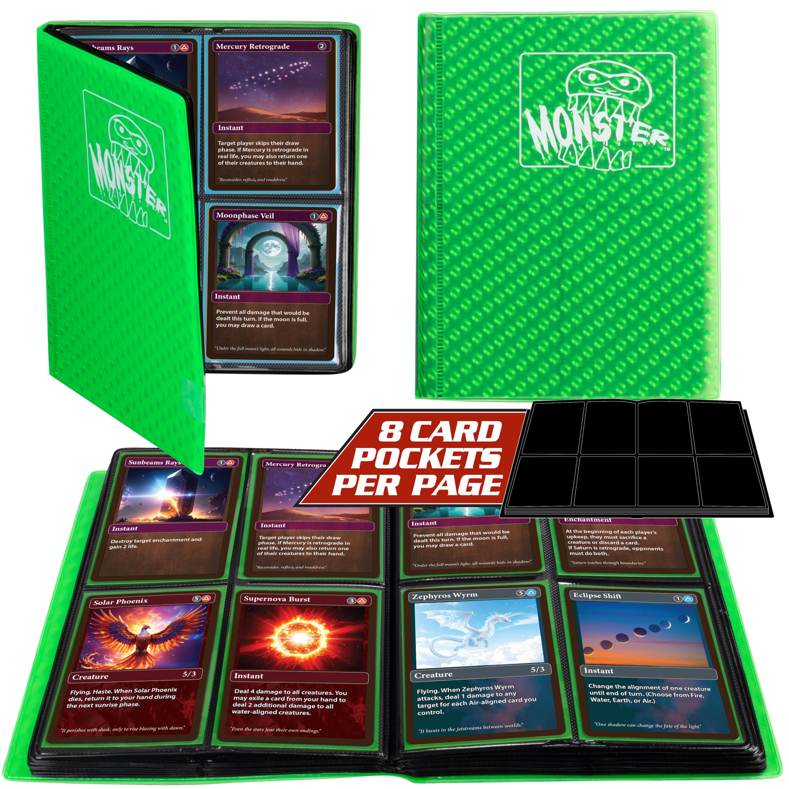 Amazon.com: 4 Pocket Trading Card Binder- Holofoil Green Album w