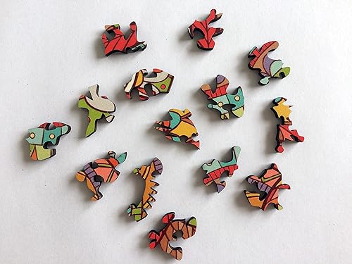 Miniatura 3 de HARTMAZE Rompecabezas de madera colorido búho HM-04 rompecabezas de pájaros pequeños, 206 piezas de rompecabezas de formas únicas, hermoso animal