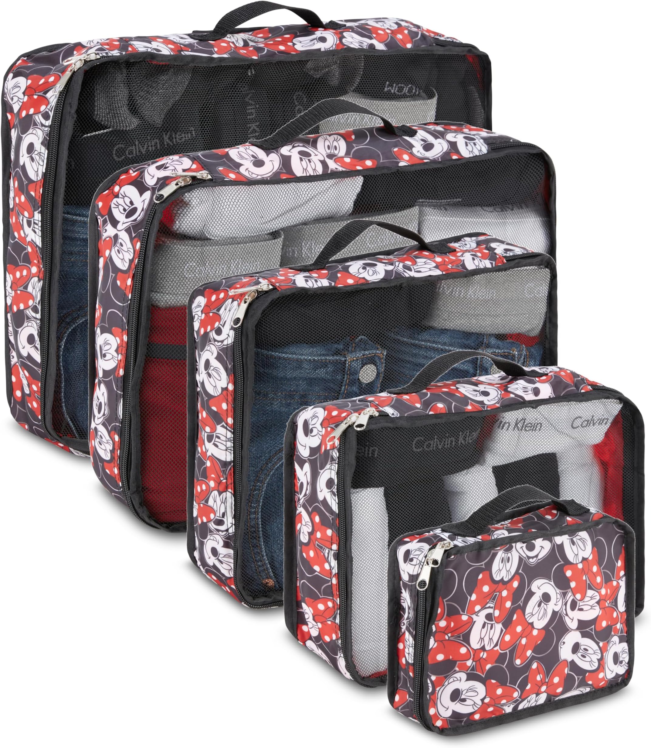 DisneyDisney Minnie Mickey Stitch Packing Cubes - Winnie the Pooh, Princess Cinderella 5 Piece Packing Cubes Compression - Travel Essential Accessories - Luggage Suitcase Organizer Set - For Kids, Adults,