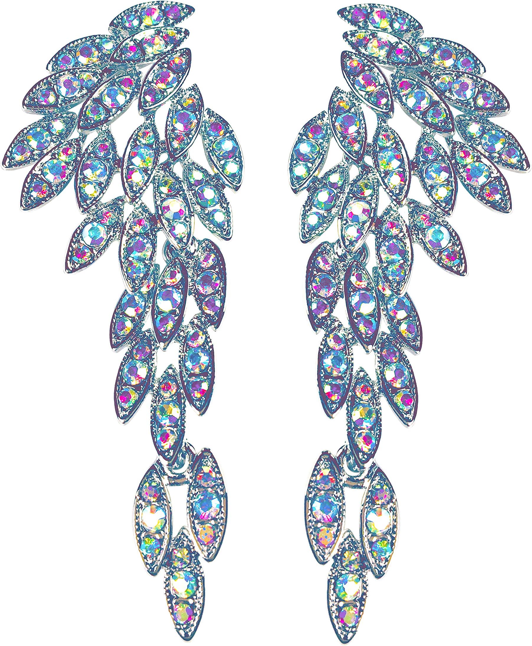 Art Deco 1920's Great Gatsby Angel Wings Eagle Wings Gothic Earrings Rhinestone Retro Statement Earrings Dangling Earrings Chandelier Long Drop Earrings for Women