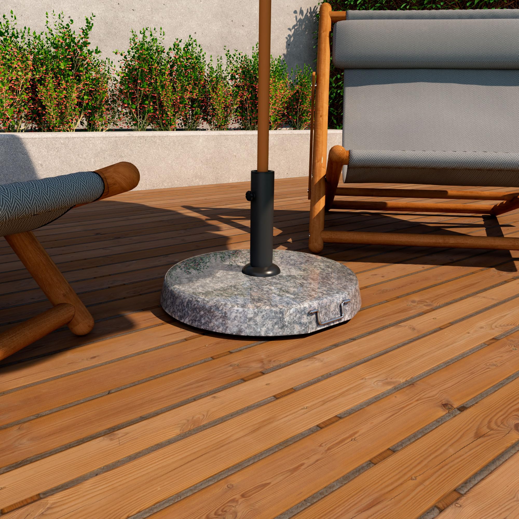 FRANKYSTAR Pietra – Base para sombrilla de jardín redonda Ø45 cm Base de 25 kg para sombrillas de piedra gris