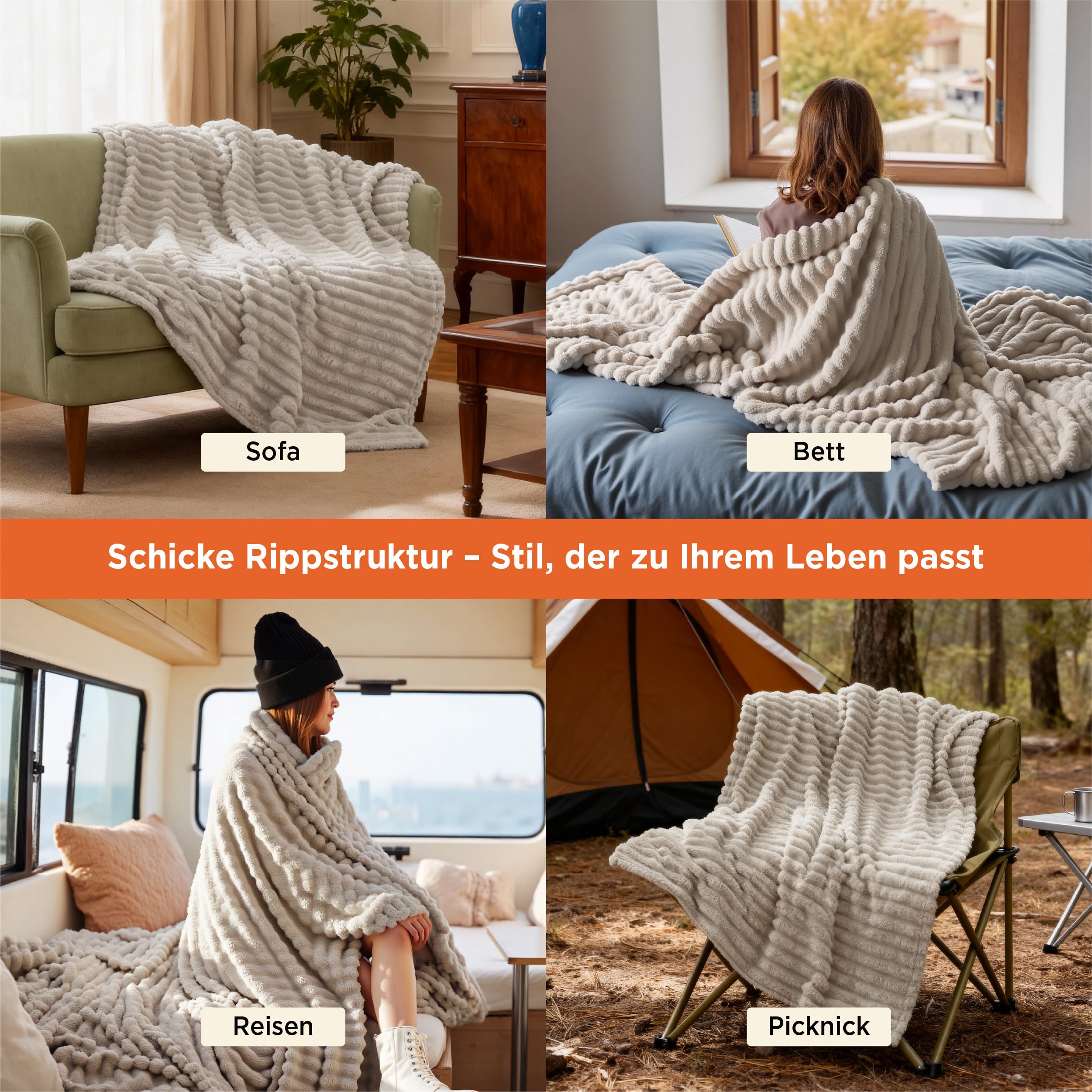 BEDSURE kuscheldecke Beige 150 x 200 & 220x240