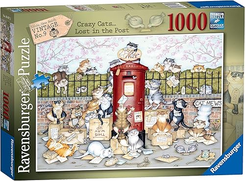 Ravensburger Crazy Cats Vintage No.9 Lost in The Post - Rompecabezas de 1000 piezas para adultos y niños a partir de 12 años