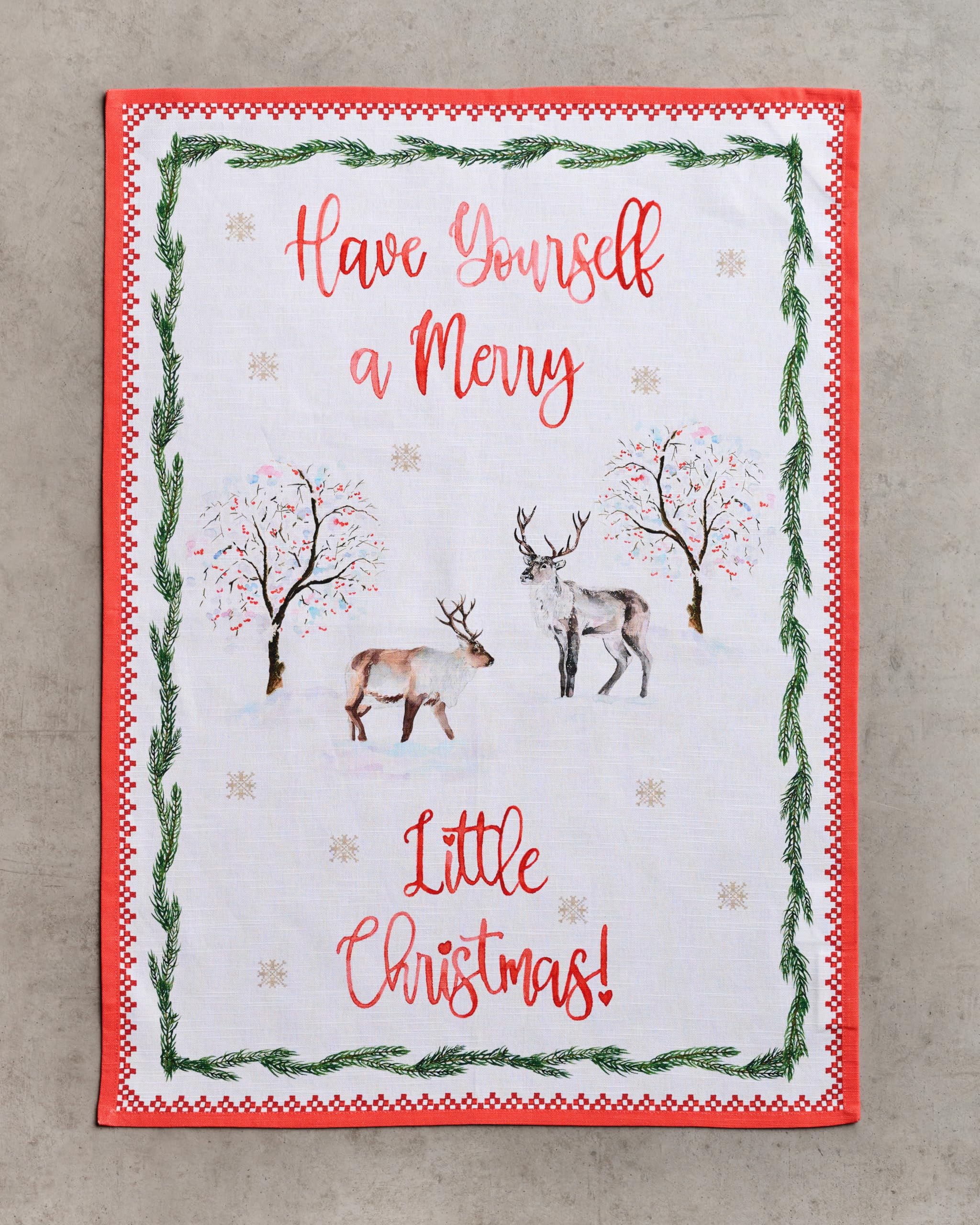 Maison d' Hermine Kitchen Towels Set of 3 100% Cotton 70 CM x 50 CM Reusable Cloth Tea Dish Towels Absorbent with Hanging Loop for Kitchen Dining Christmas Decorations (Rural Christmas) - Image 2