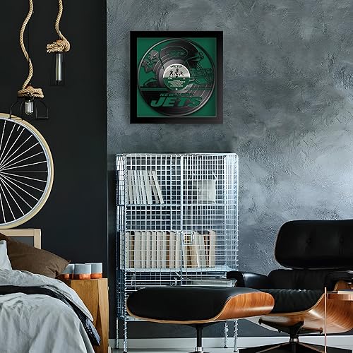 Miniatura 8 de Sporticulture Arte de Pared de Fútbol en Vinilo con Marco Decorativo en Estilo de Disco de Vinilo - 13X13 Pulgadas, Pósteres de la NFL para New York