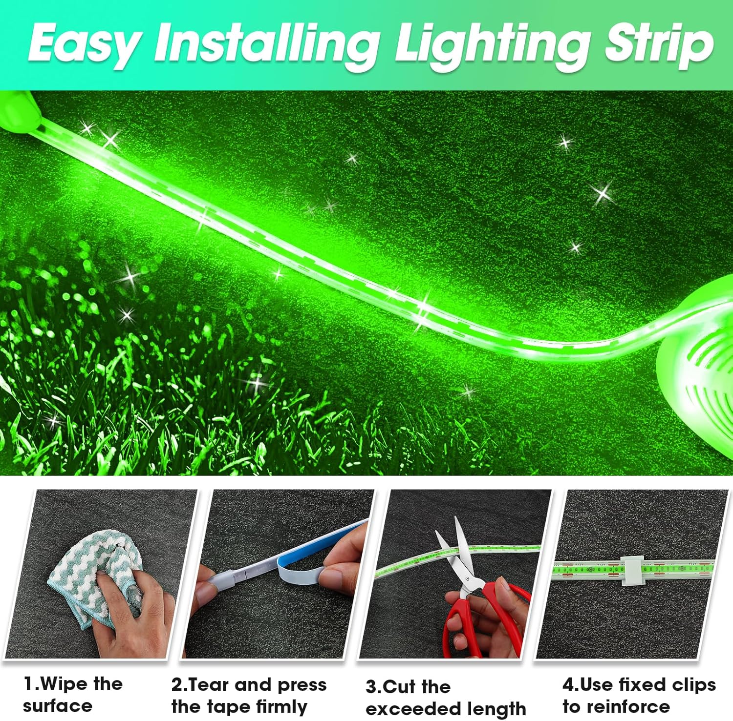 COB RV Awning Lights, 12V 32.8FT Camping Awning Light, IP68 Waterproof LED Lights, RV Exterior Strip Lights for Motorhome Travel Trailer Canopy Party, Stands Food Trucks (Green)