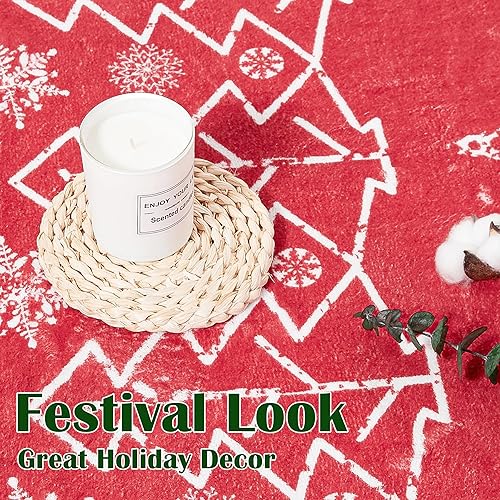 Miniatura 9 de PureCozy Alfombra de árbol de Navidad para dormitorio, lavable, ultra suave, alfombra moderna para interiores, alfombra de piso de Navidad para