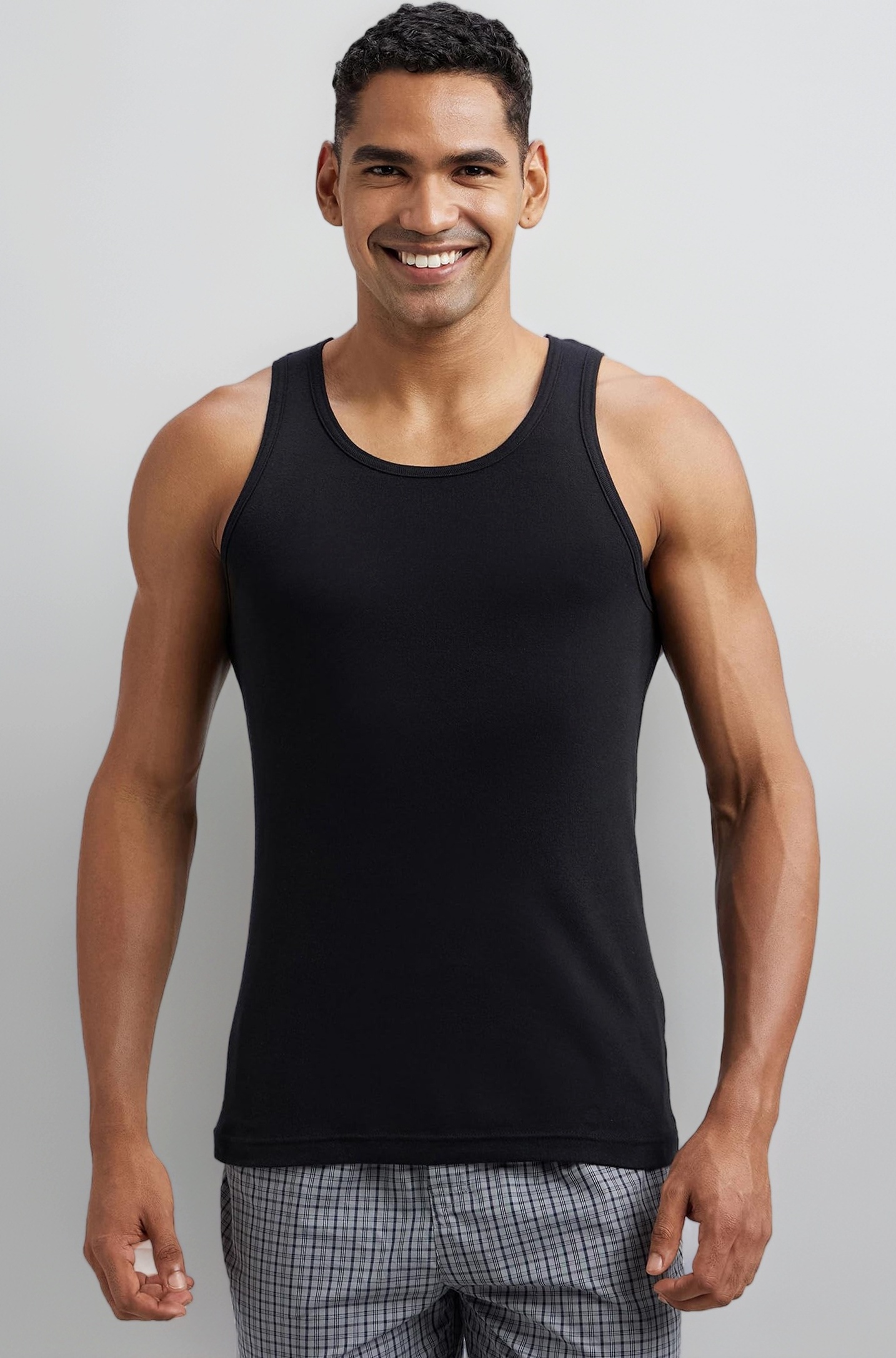 Jockey FP04 Men's Super Combed Cotton Rib Round Neck Sleeveless Vest with Extended Length for Easy Tuck