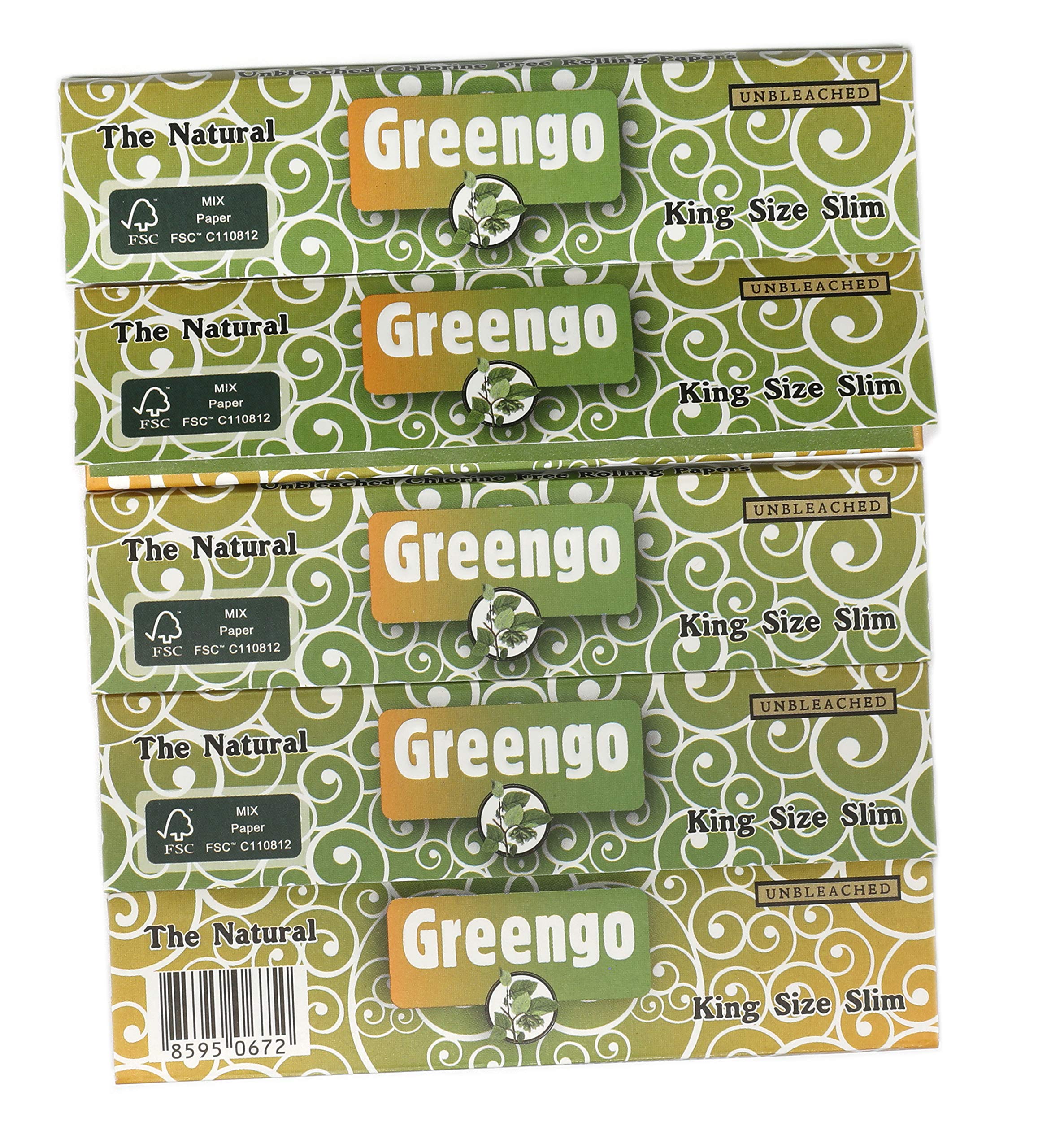 Greengo King Size Slim Rolling Papers 100 Natural Unbleached Chlorine