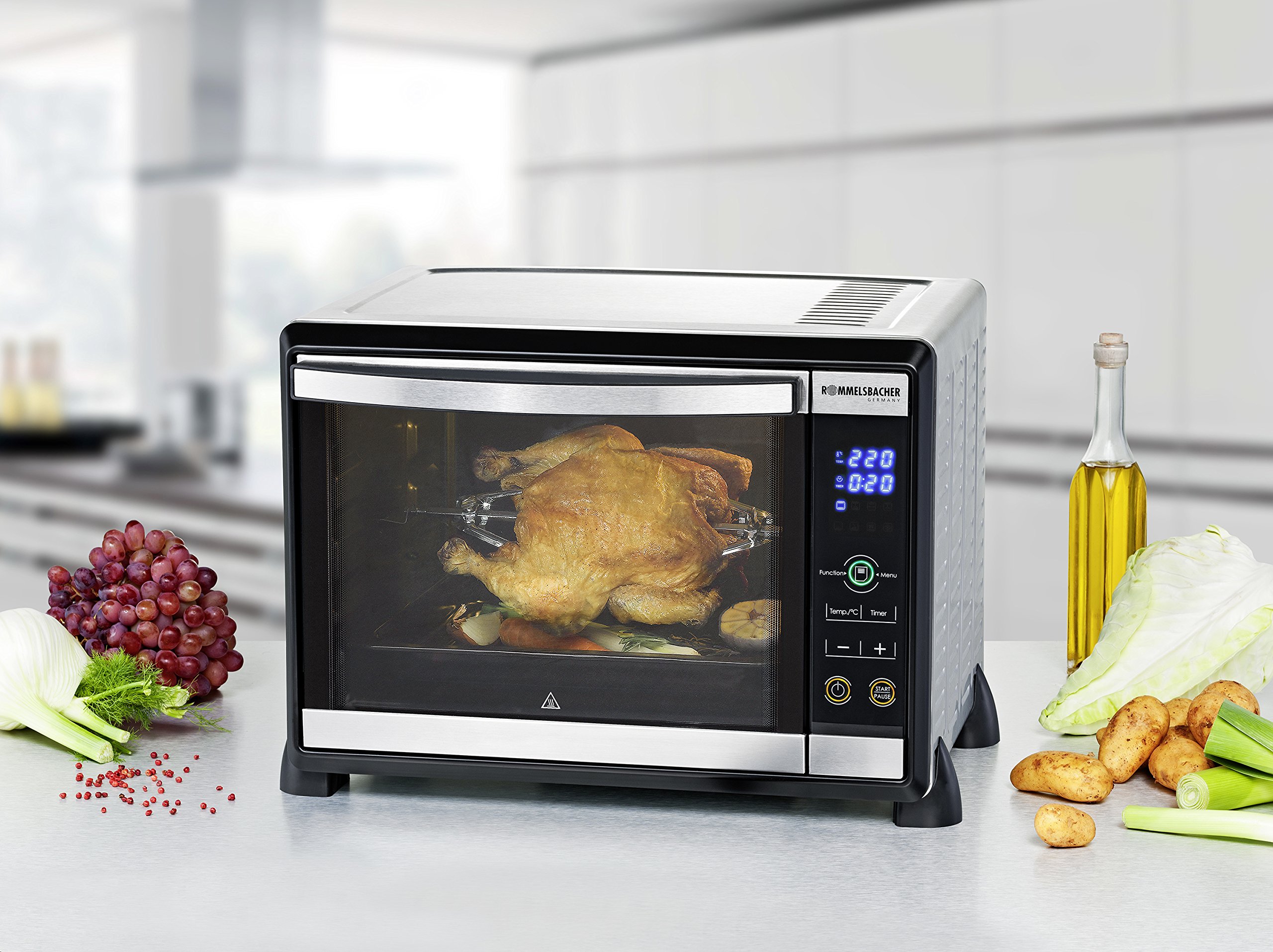 Rommelsbacher BGE 1580/E Forno elettronico con grill 30L, BGE 1580/W, Nero, Acciaio inossidabile