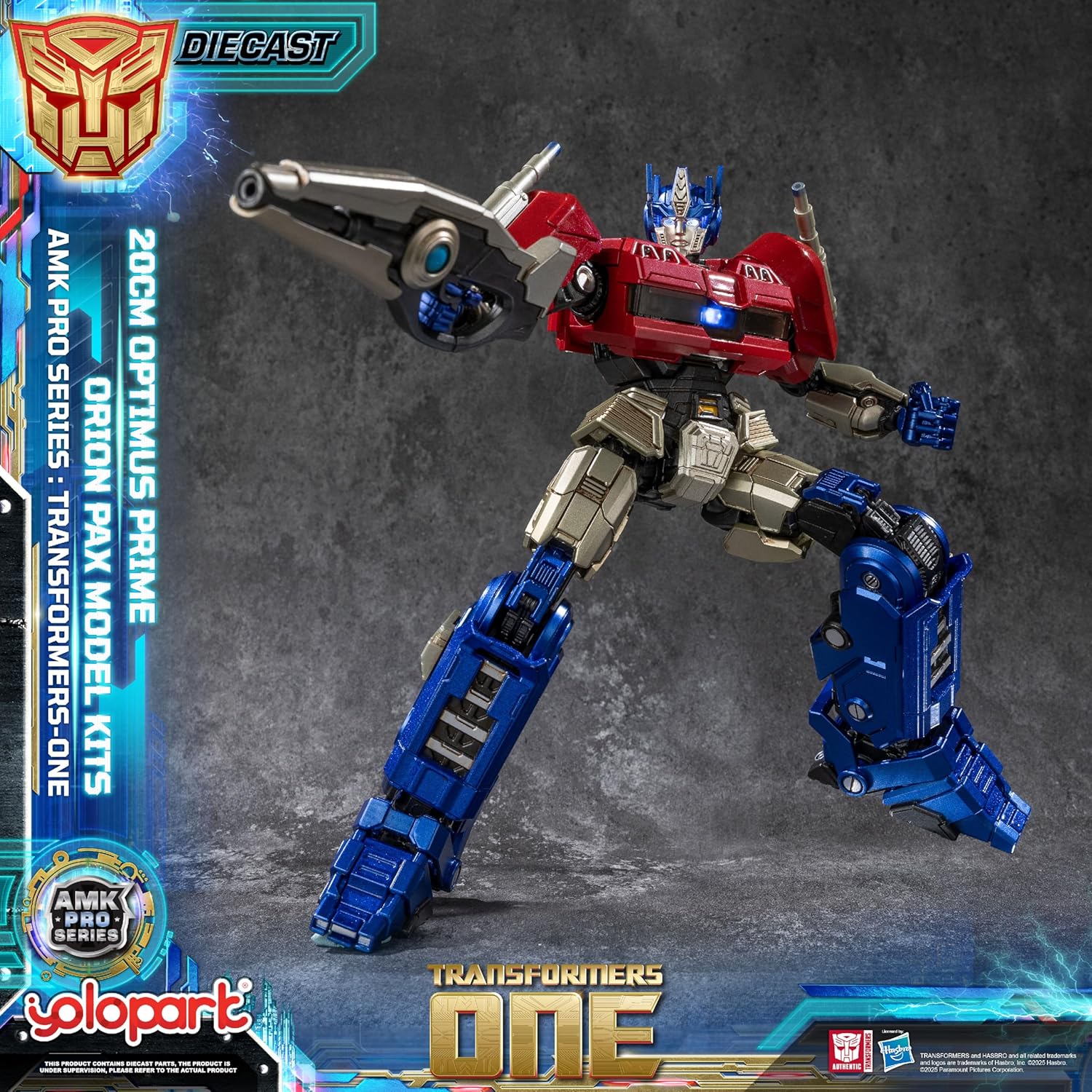 YOLOPARK Transformers One Optimus Prime, 7.87-Inch Two Styles in One AMK PRO Transformers Toys with Magnetic Light-Up Effects | Switch Between Orion Pax and Optimus Prime for Ages 15+