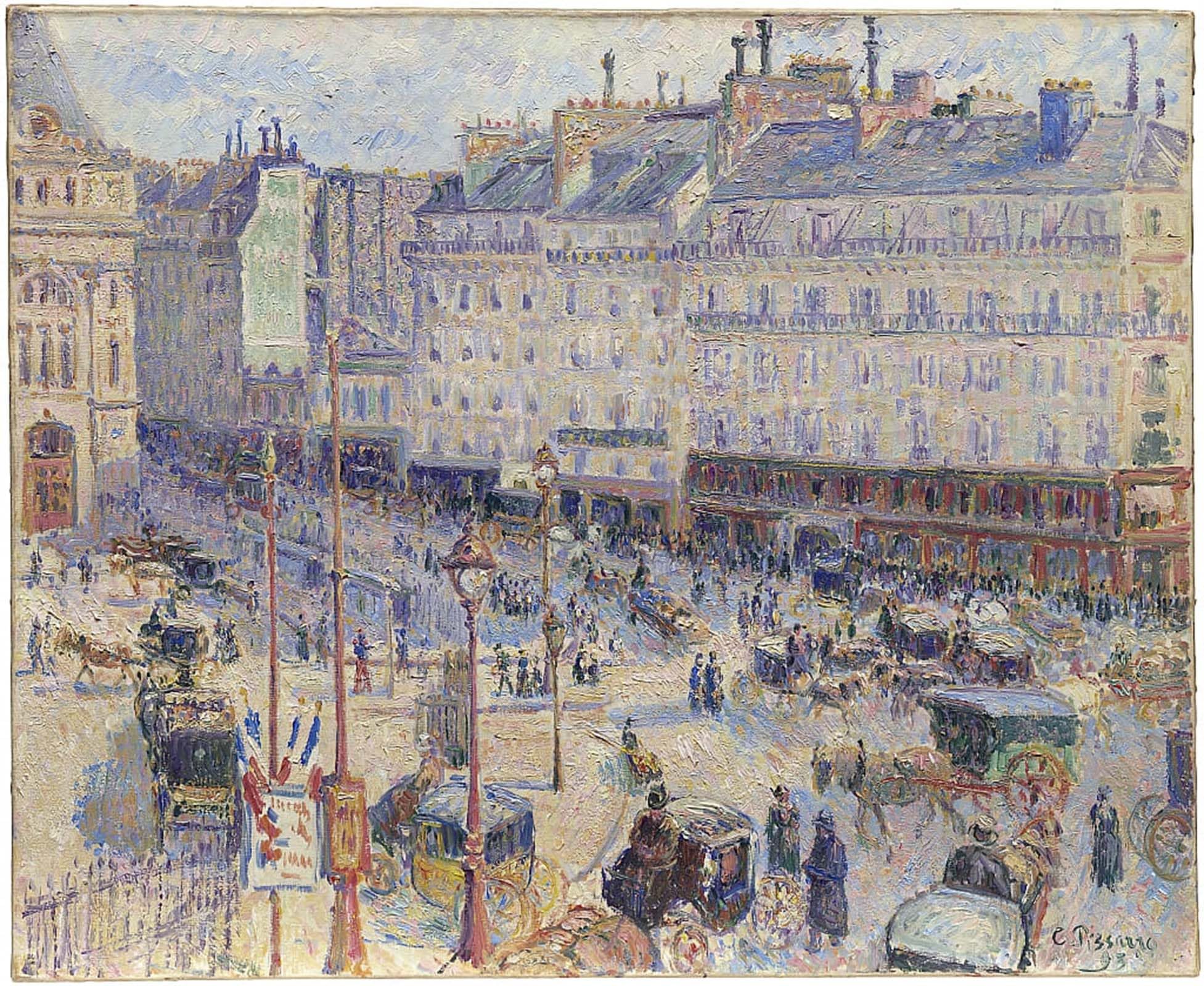 Posteriik No Frame Famous Print Pop Art Wall Art Graffiti The Place Du Havre Paris By Camille Pissarro Art Prints For Home Decor 60X90cm