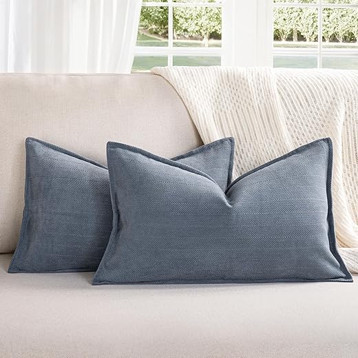 ZWJD Sofa Cushion Covers Set of 2 Chenille – 30 x 50 cm
