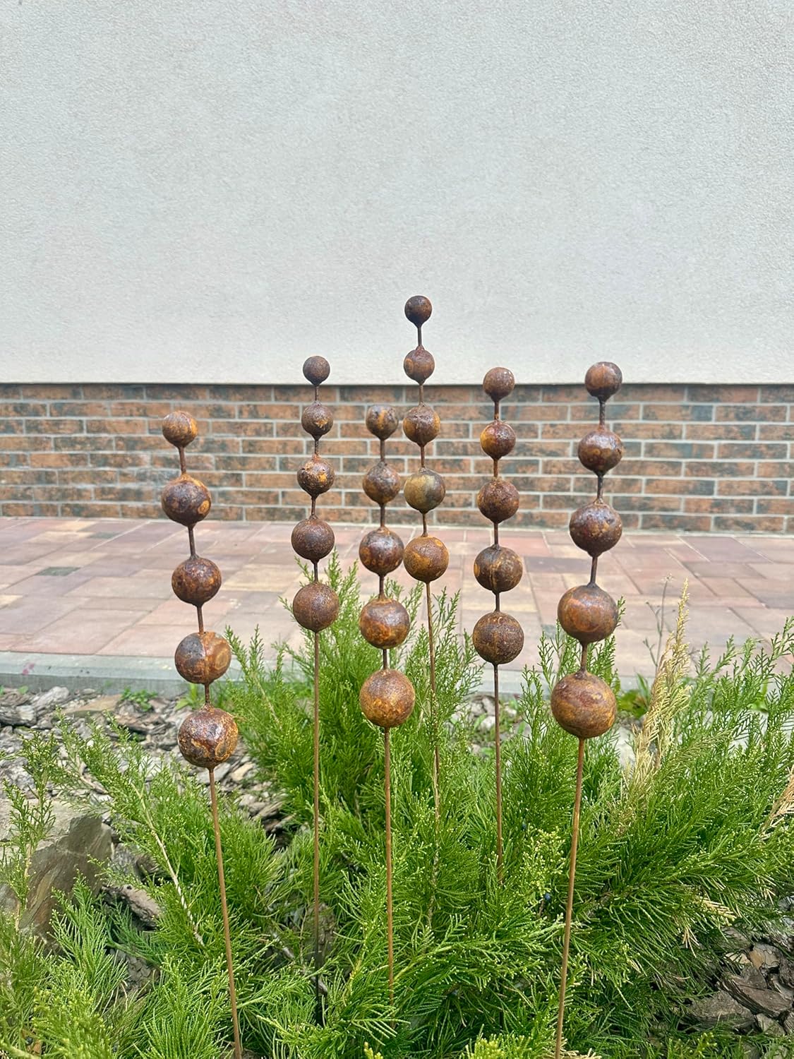 Rusty Flowers Set of 6 Garden Stakes, Metal Yard Art, Rustic Outdoor Decor, Weathered Metal Garden Sculpture, Handmade Lawn Decoration
