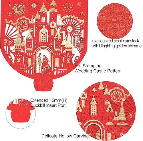 Vista 18 de Paquete de 20 sobres de dinero de boda para regalos en efectivo, sobres de papel de aluminio dorado y corte láser con diseño floral para dinero