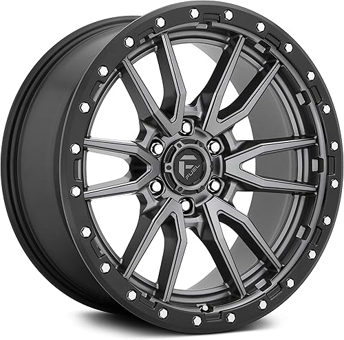 FUEL D680 - Rueda de 17 x 9, desplazamiento 12, patrón de pernos de 6 x 139.7, cubo de 4.177 in, centro antracita con borde de labio negro
