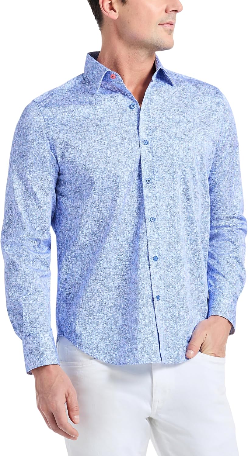 Robert Graham Men’s Kefalonia Long-Sleeve Button-Down Woven Shirt, Blue, Large - Image 2