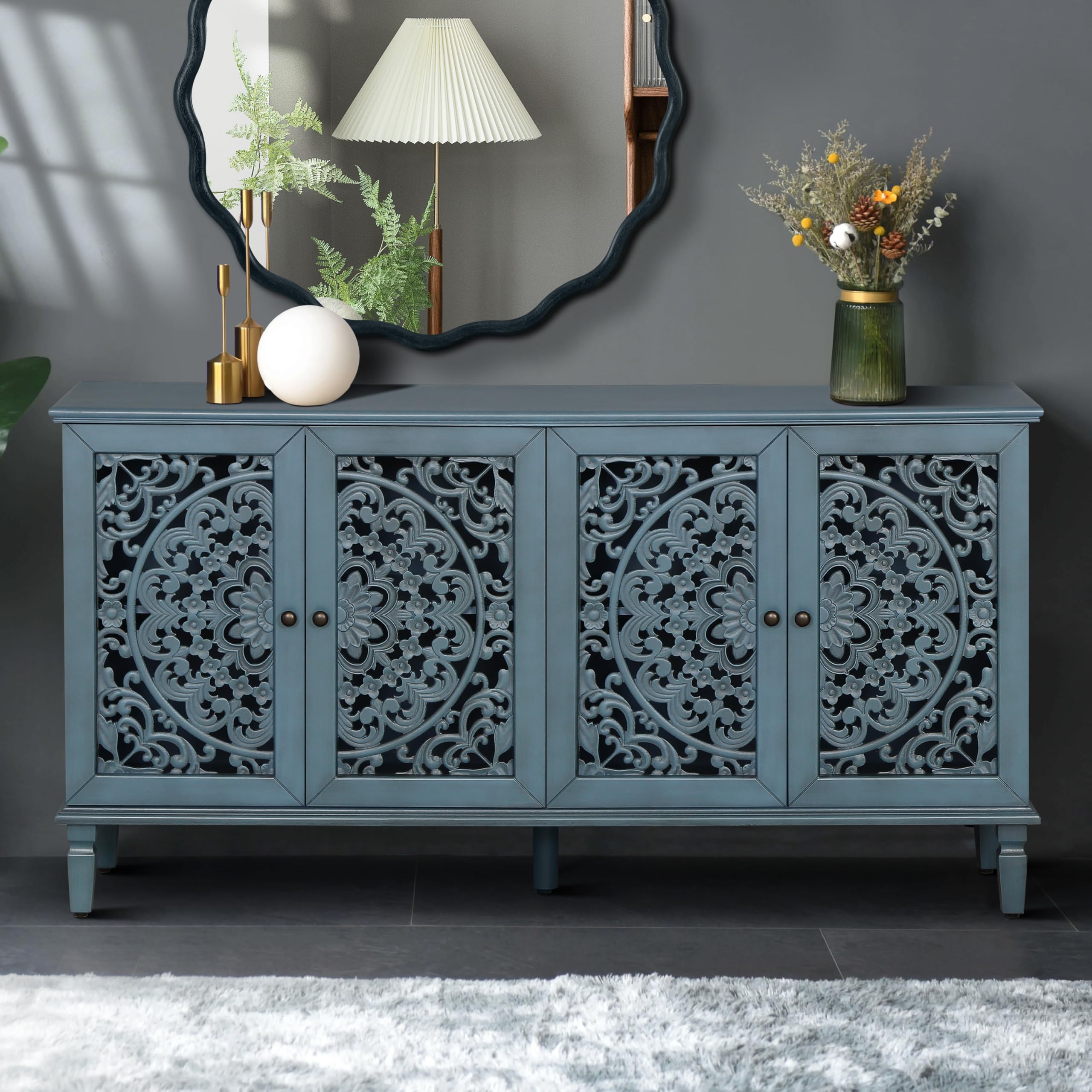 Amazon.com - FIVEGIVEN Vintage Sideboard with Hollow Carving Doors